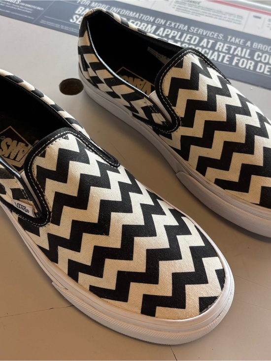 Vans Shoes - Vans Black and White Zigzag Slip-On Sneakers